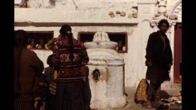 Nepal 1970s, People view in front of temple during daytime