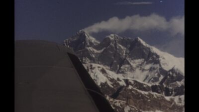 Nepal 1970s, Daytime aerial view of mountain covered with ice