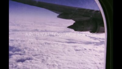 Archival footage of aeroplane view flying in sky