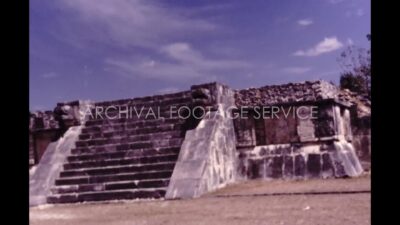 Mexico 1970s, Chichén Itzá view with architectural monument