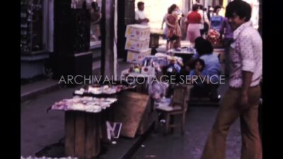 Mexico 1970s, Footpath market view beside street at daytime