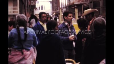 Mexico 1970s, Daytime view of foot-stalls with people