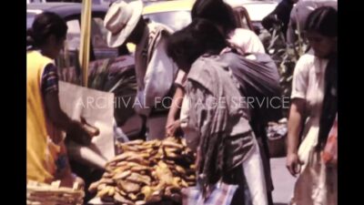 Mexico 1970s, Vegetable street market view during daytime