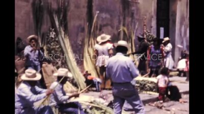 Mexico 1970s, Street market view with people during daytime