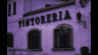 Mexico 1970s, City with vintage car and building at daylight