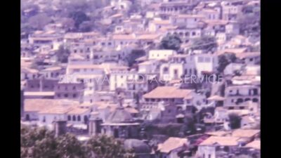 Mexico 1970s, Crowded area with buildings and trees
