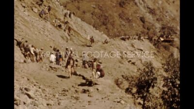 Nepal 1970s, View of landslides with people during daytime