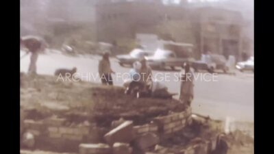 Egypt 1970s, Footpath view beside street with vehicles