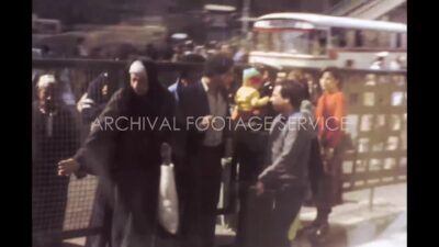 Egypt 1970s, Busy street view with people and vehicles