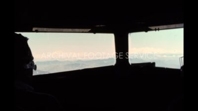Nepal 1970s, Inside view of an aeroplane flying in sky