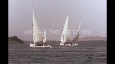 Egypt 1970s, A man with sailing boat in Nile river
