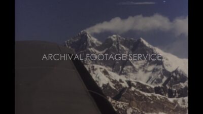 Nepal 1970s, Daytime aerial view of mountain covered with ice
