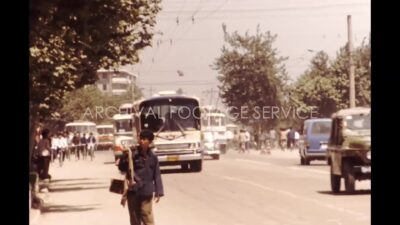 China 1980s, Vintage car movement in street during daytime