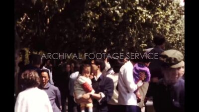 China 1980s, Busy place view with people during daytime