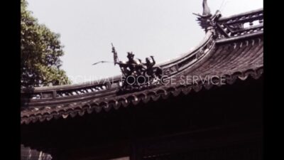 China 1980s, House with decorated roof during daytime